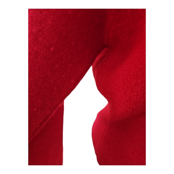 Karen Scott Red Wool Black Faux Fur Collar Vintage Cardigan Sweater 1980s M - Picture 4 of 9